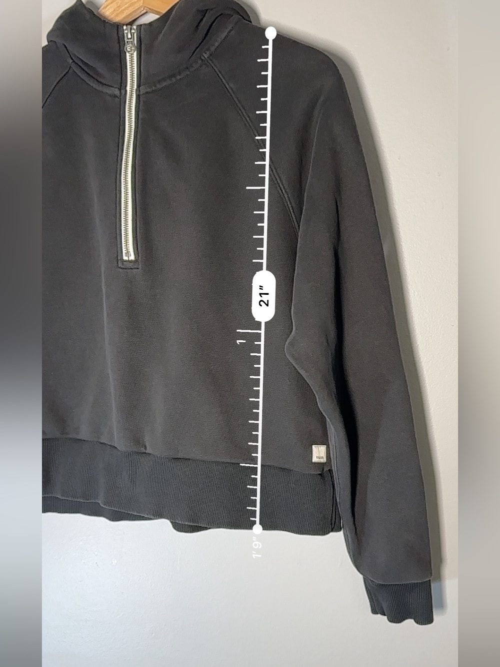 Vuori Restore Half-Zip Hoodie in Washed Black Medium - Picture 12 of 13